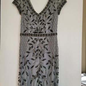 Oleg Cassini Sage beaded dress NEW